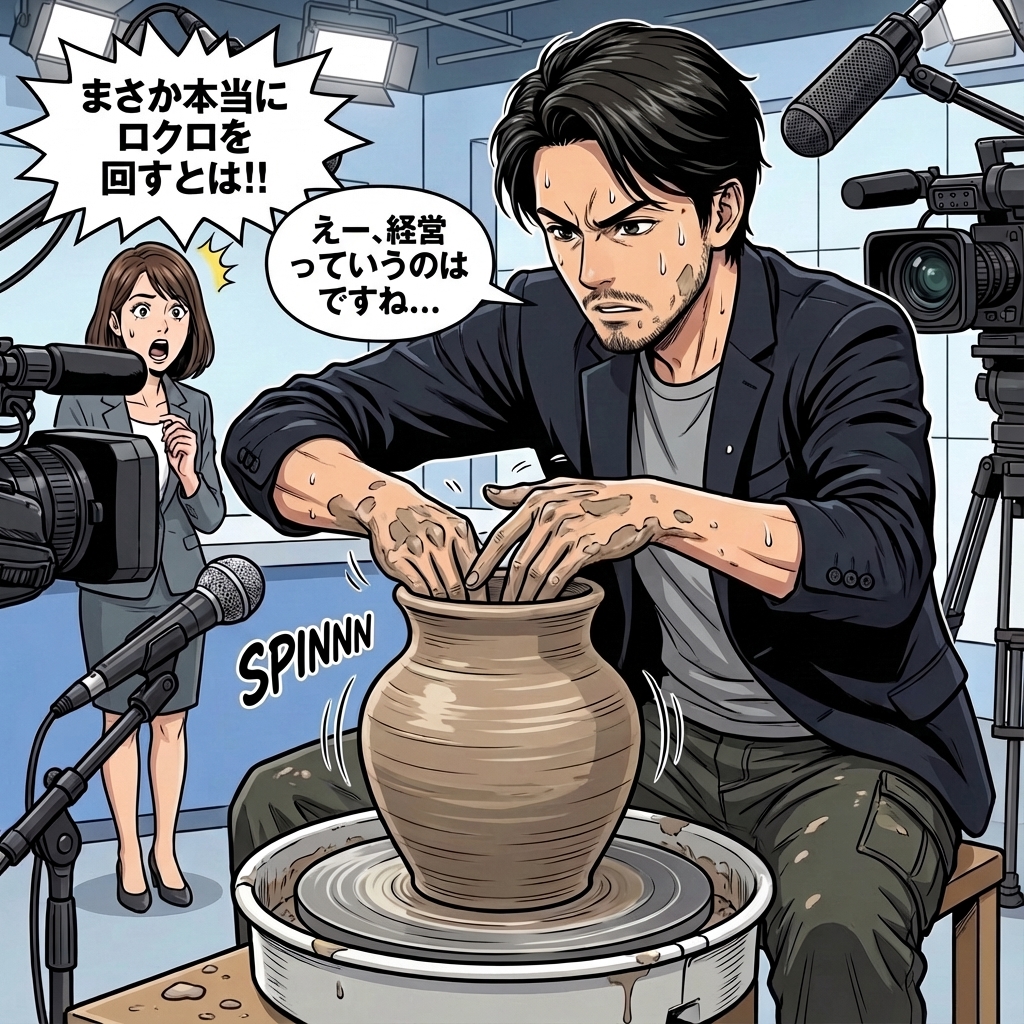 Alex Literally Spinning Potter's Wheel During Business Interview